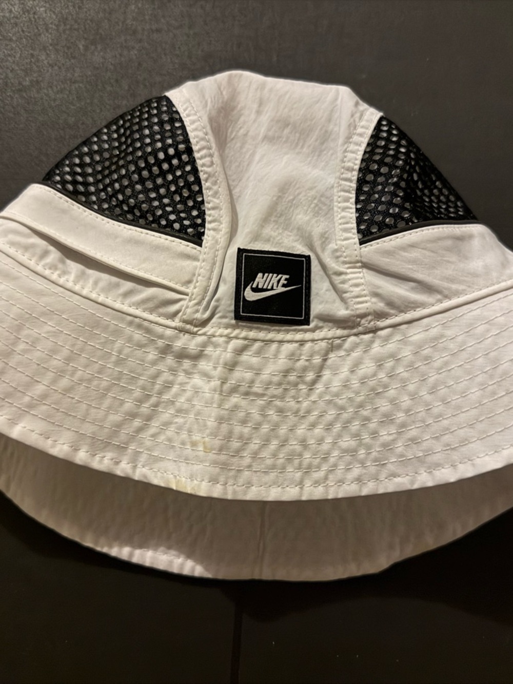 Nike White Bucket Hat with Black Interior Branding